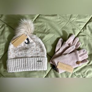 Steve Madden Blush Pink Beanie and Touchscreen Gloves